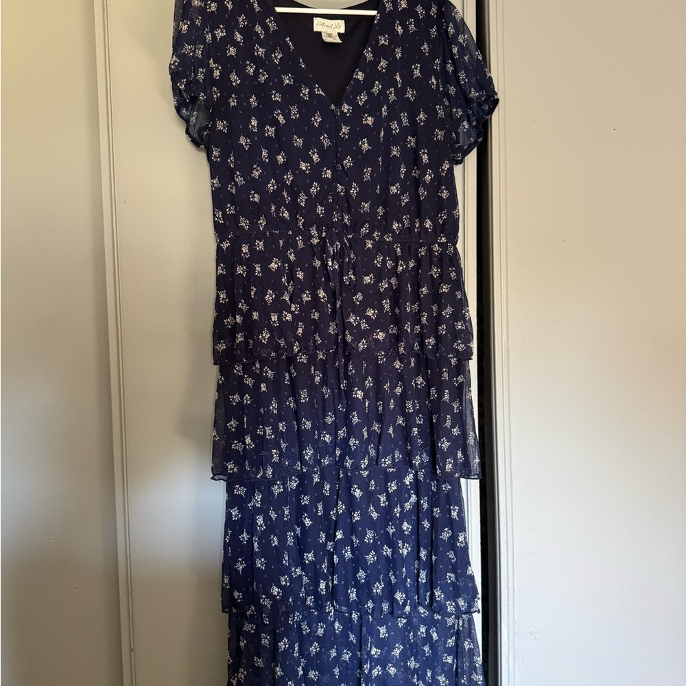 Kate and Lily Floral Navy Blue Maxi Dress 2x